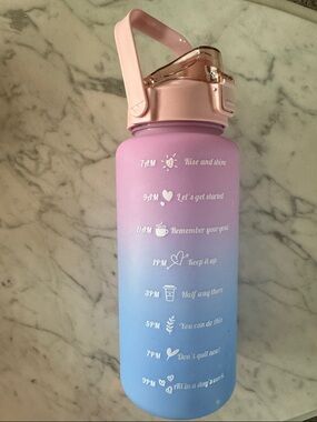 Gradient Pink to Blue Motivational 64 Oz Water Bottle